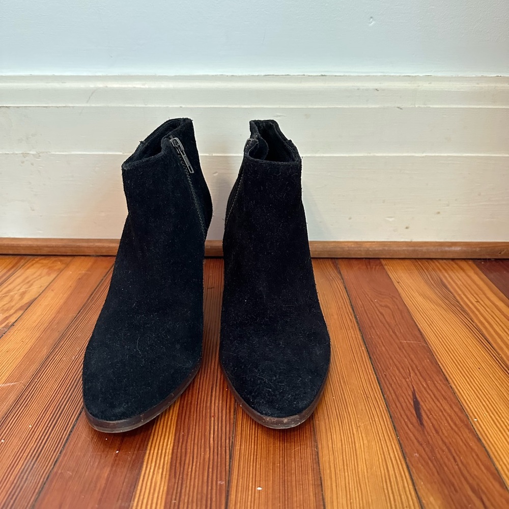 J. Crew Suede Black Heeled Ankle Boots